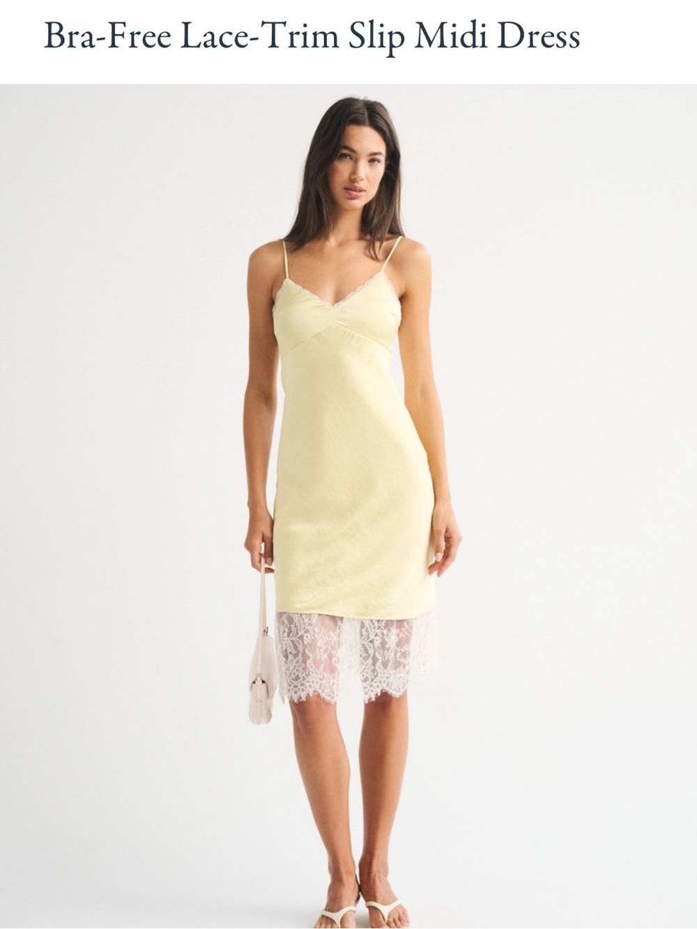 Lace Hem Slip Dress - Yellow